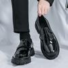 Fashion Slip On Thick Soled Men's Leather Shoes Fashion Casual Style Office and Leisure Work Outdoor Trendy Shoes 38-46 Black White