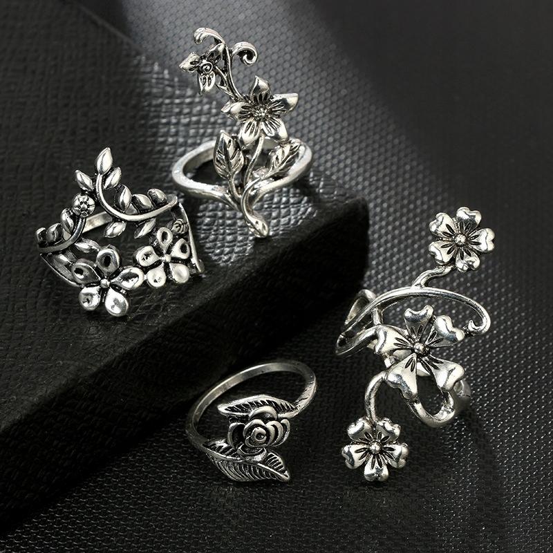 Silver Retro Punk Boho Ring Set 91
