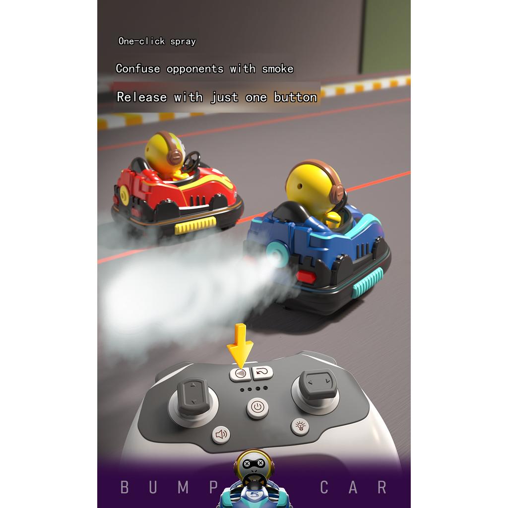 Dual Control Remote Control Racing Cars for Kids, Interactive Bumper Cars with Sound Effects and Smoke Machine