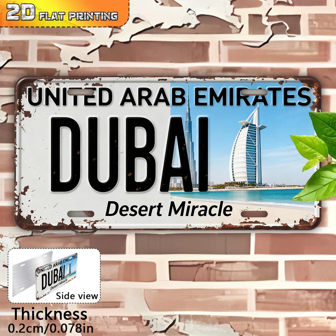 

D Flat pc Dubai UAE Vintage Metal Sign cm x cm Retro Arabic English Wall Art Plaque for Home Bar Office Tra 15x30cm(5.9x7.8inch)