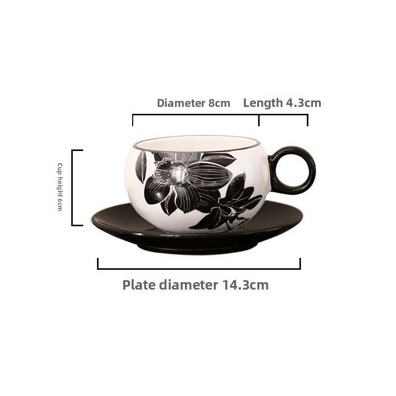 

Luxury Ceramic Coffee Cup and Saucer Set for Tea Restaurant Commercial Use Elegant Porcelain Mug Women Gift 200-400ml