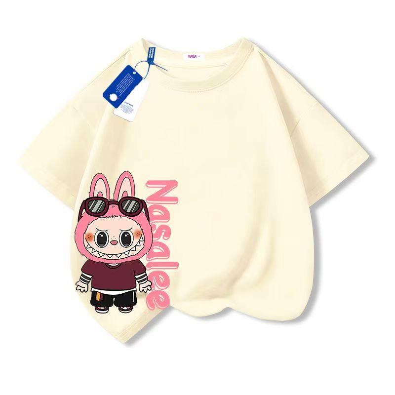 Hot LABUBU Cartoon Anime Print Girl Boy T-Shirt Kids T-Shirt Summer Short Sleeve Tee Child Tops