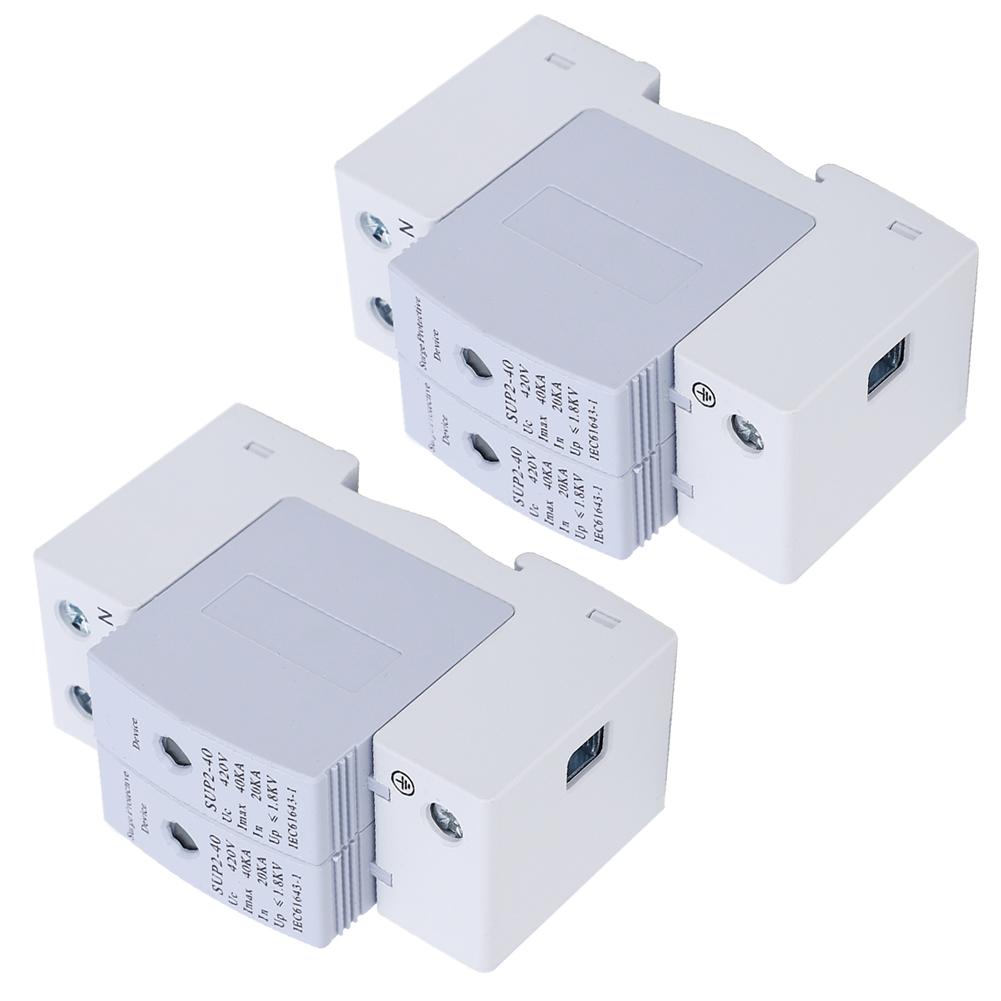 2Pcs Surge Protection Device AntiThunder Electronic Component SUP240 2P 40KA 420V AC