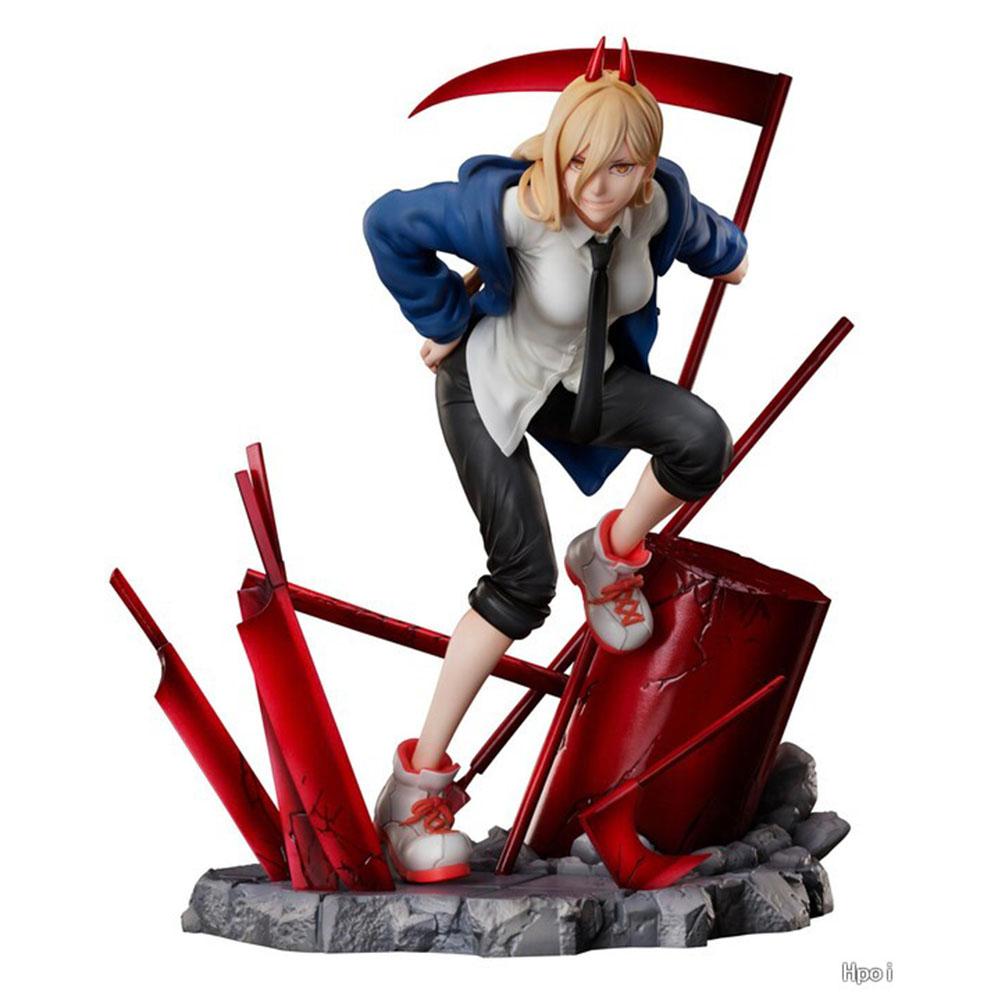 17CM Anime CHAINSAW MAN Figure POWER Cool Bent Over Scene Desktop Model Toys Gifts Collection Decoration Ornaments PVC