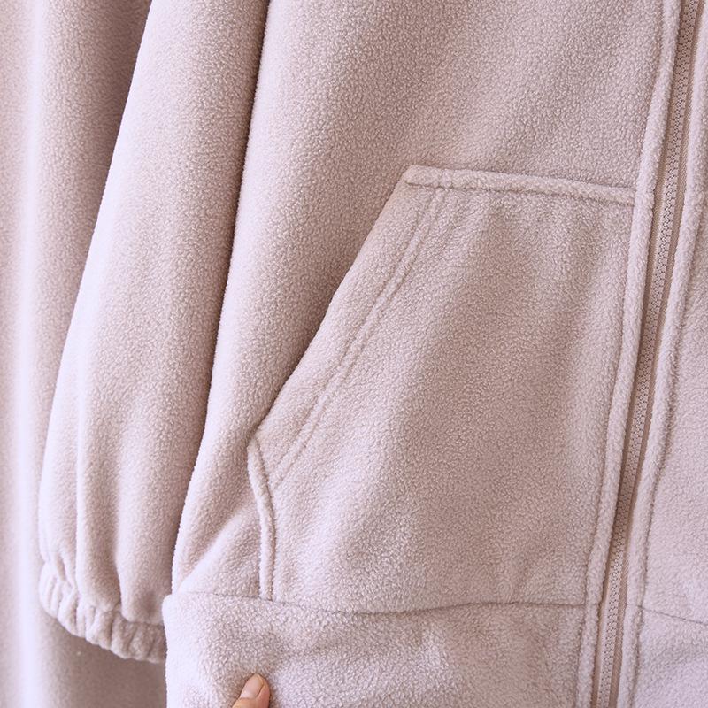 Couple's Fleece Pajamas: Warm Hooded Zip-Up for Men, Perfect for Fall and Winter Lounging or Outerwear.