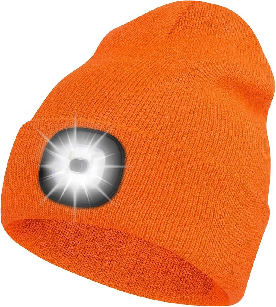 1 Pc Led Beanie Hat With Light, Rechargeable Headlamp Cap, Unisex Winter Warm Knitted Hats, Headlight For Running Hiking Camping