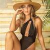 2024 One-Shoulder High Waist Solid Color Swimsuit with Cutout Design
