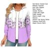 Women Autumn Winter Hooded Coat Flower Print Zipper Closure Long Sleeve Thick Warm Drawstring Color Matching Loose Soft Elastic Cuff Lady Jacket