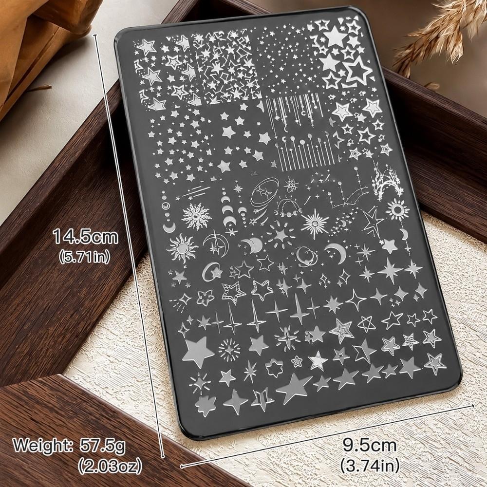Star Moon Nail Stamping Plates Rectangle Shape Silicone Stamp Printing Template  Manicure Tools