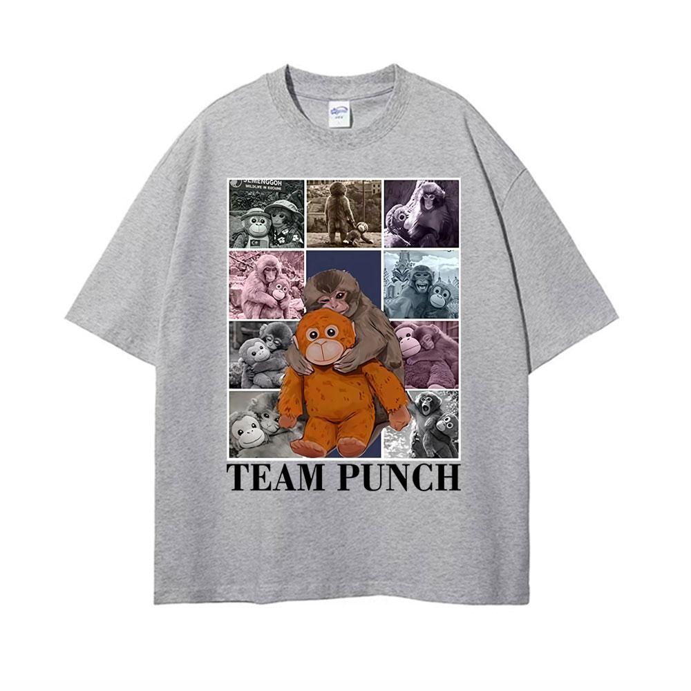 Baby Cute Monkey Punch Graphic Funny T Shirts Unisex Harajuku Summer Short Sleeve T Shirt Men Cotton Crewneck Tshirt Streetwear