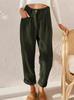 2024 Women's High-Waist Corduroy Autumn Pants - Solid Color, Loose Straight Leg