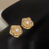 Zircon Camellia Pearl Stud Earrings Niche French Elegant High-end Earrings Fashion Light Luxury Versatile Earrings