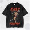 T-shirt Grafica Lavaggio Vintage Spirito Combattivo Stile Anime Scuro Maglietta Artistica Muscolare Estiva da Uomo e Donna Top Lavato