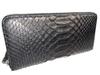 GUODI Long Wallet with Genuine Snake Leather and Python for Men and Zipper, Leather, Women, TK-LS20LW1 (Black)