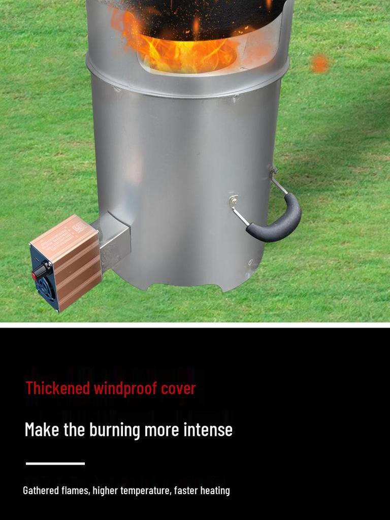 Portable Smokeless Wood-Burning Stove for Outdoor Camping and Rural Home Heating