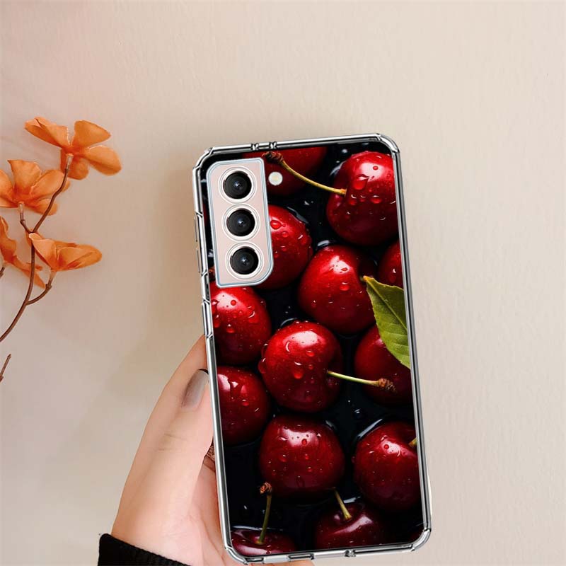 Red Cherry Summer Fruit Clear Phone Cases for Samsung S26 Ultra Galaxy S25 Edge S24 S23 FE S21 Plus S20 S22 S10 Cover Patterned