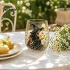 Regalo Stile Fantasy per Amici Tazza in Vetro Strega Magica, Bicchiere Trasparente Tema Retro Halloween, Vetro con Stampa Motivo Unico Decorazione Gotica di Nicchia