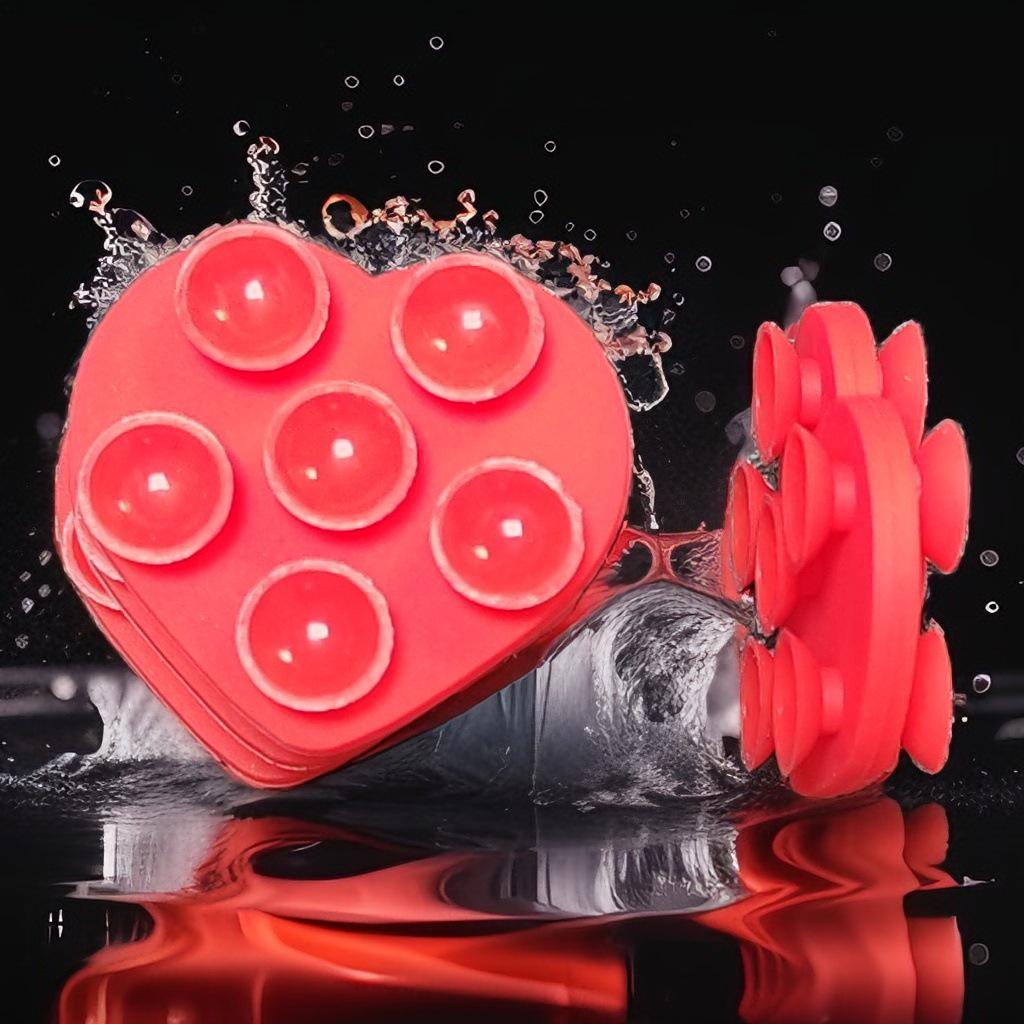 Double-sided Silicone Heart Suction Cup Phone Stand - 6-piece Set