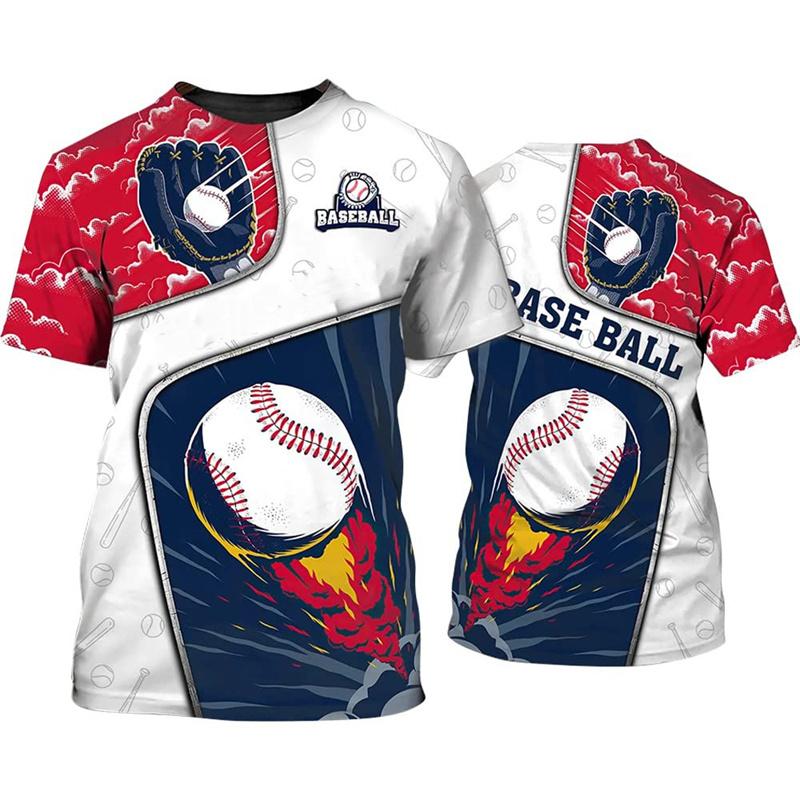 Hot Sale Baseball Pattern Printing Personality 3D Printed T-shirt Sports Softball Unisex Quick-drying Short-sleeved T Shirt Top
