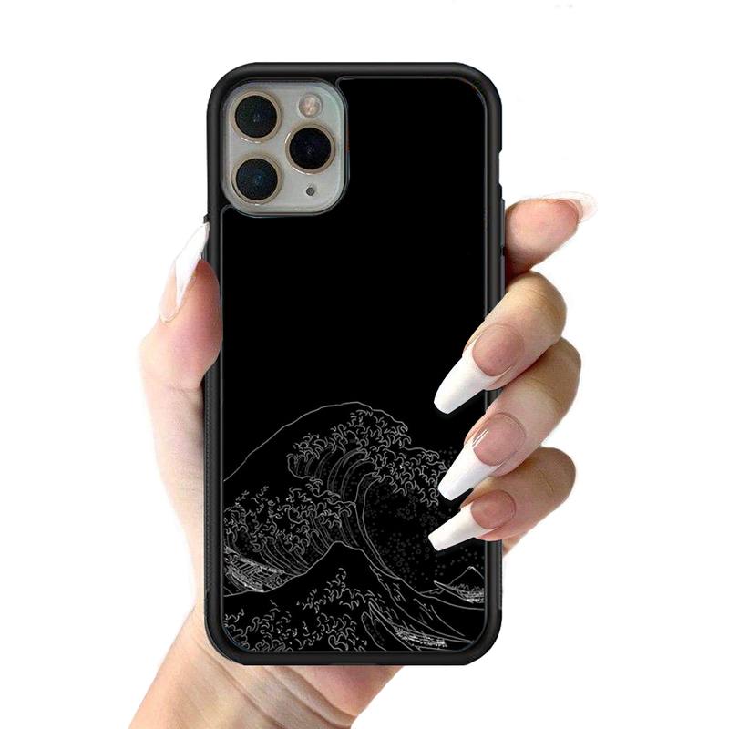 Japanese Wave Anime Dragon Phone Case Silicone PC+TPU Case for iPhone 11 12 13 Pro Max 8 7 6 Plus X SE XR Hard Fundas