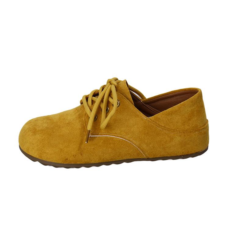 2025 spring new handmade imitation leather women's shoes Mori retro round head soft sole frosted leather versatile literary single shoes