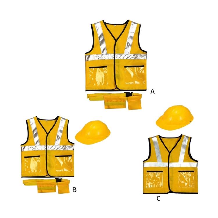 Construction Worker Costume Pretend Role Play Dress Up Toy Builder Career Outfit