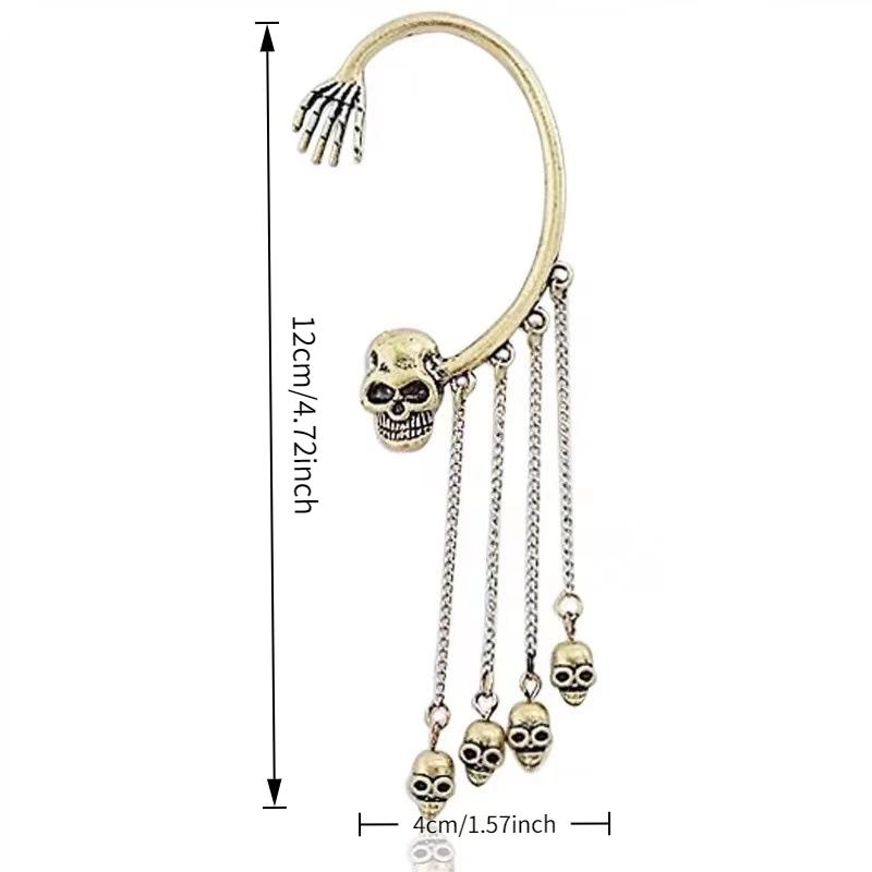 1 Pc Vintage Punk Skull Long Tassel Earrings Halloween Dark Gothic Dangle Earrings Jewelry