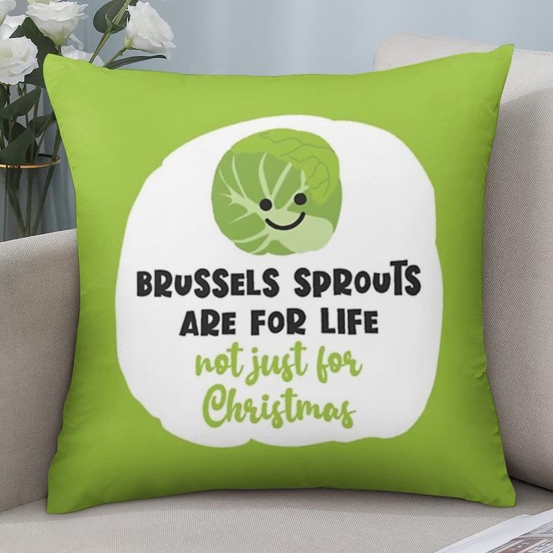 Funny Brussels Sprouts Quote Pillowcase Cute Vegetable Cushion Cover Novelty Home Decor Living Room Sofa Throw Pillow 40cmx40cm