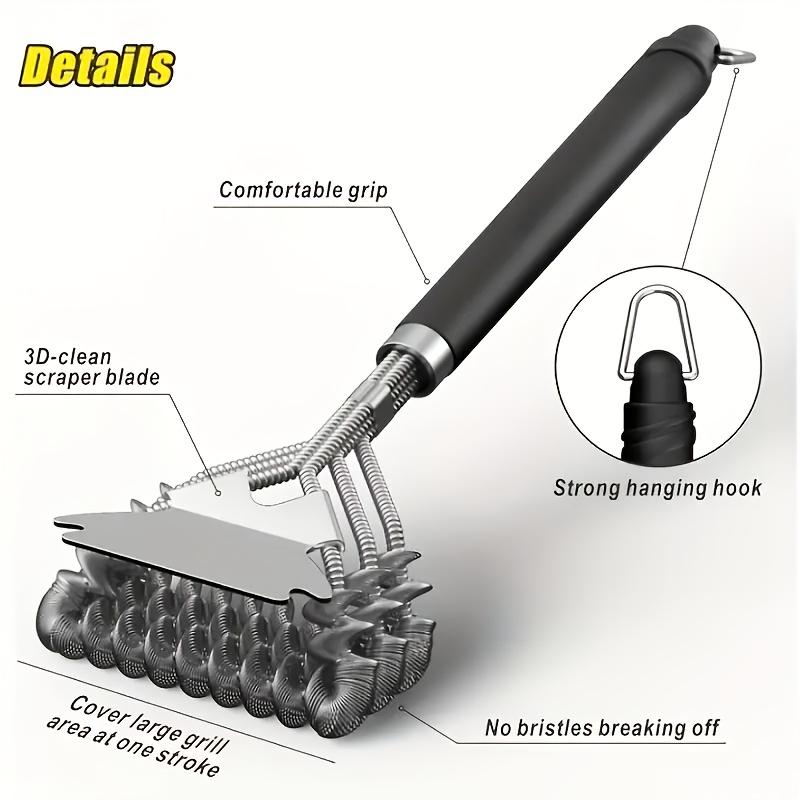 

Stainless Steel Long-Handle BBQ Brush – Flexible Bristles Safe for Non-Stick Grates, Ergonomic & Sturdy for Campfires & Backyard чёрный