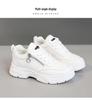 2025 Versatile White Sneakers: Breathable, High Thick Sole, Solid Color, Wear-Resistant Student Board Shoes for Spring, Summer, and Autumn.
