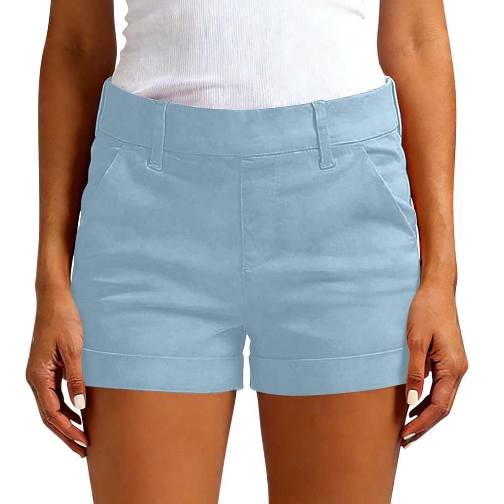 Women's Fashionable Casual -Color Shorts With Pockets