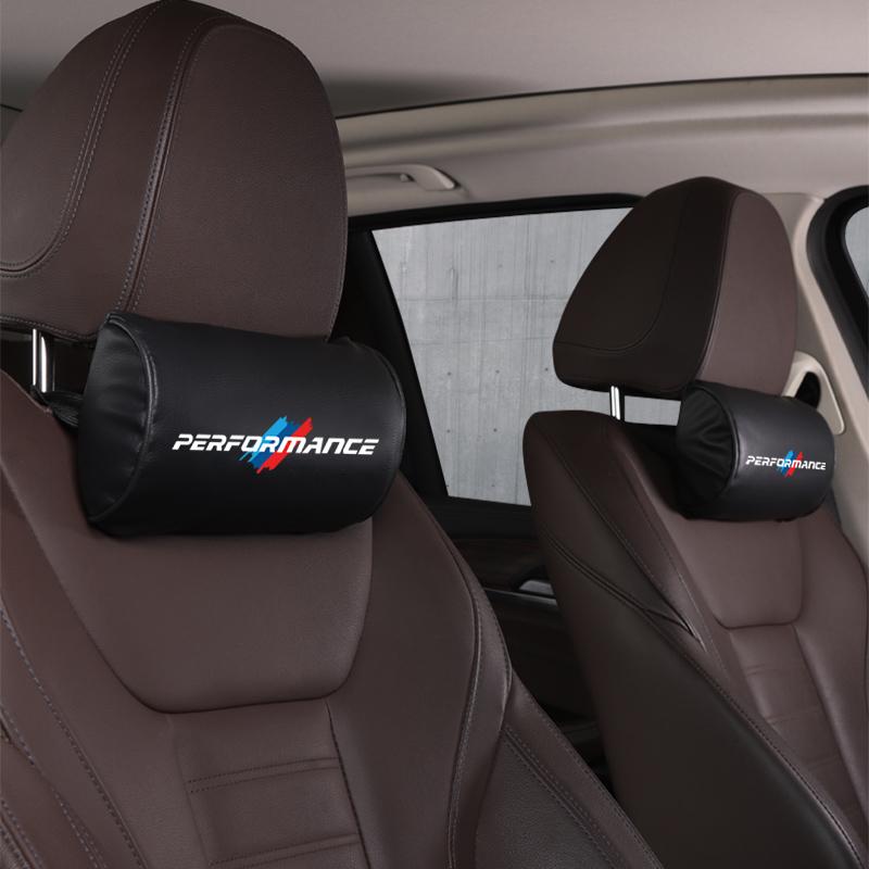 EKQ2   BMW Car Leather Headrest Pillowcase Seat Belt Shoulder Pad For BMW Performance F30 F10 E90 F20 E46 G30 Car Interior Accessories