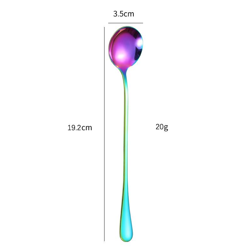 Stainless Steel Long Handle Dessert Spoon for Ice Cream and Coffee
