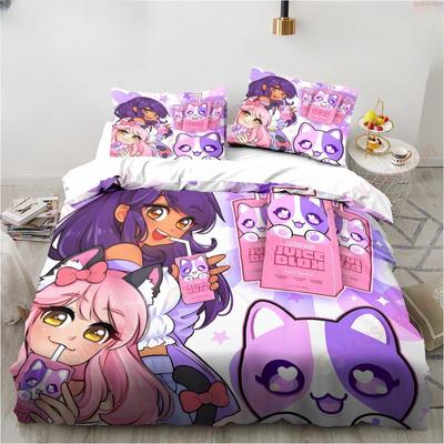Nuovo Gioco Cartone Animato Carino Aphmau Con Ali Set Biancheria da Letto Lenzuolo King Singolo Matrimoniale Set Biancheria da Letto per Bambini Mircofibra o Poliestere Copripiumino