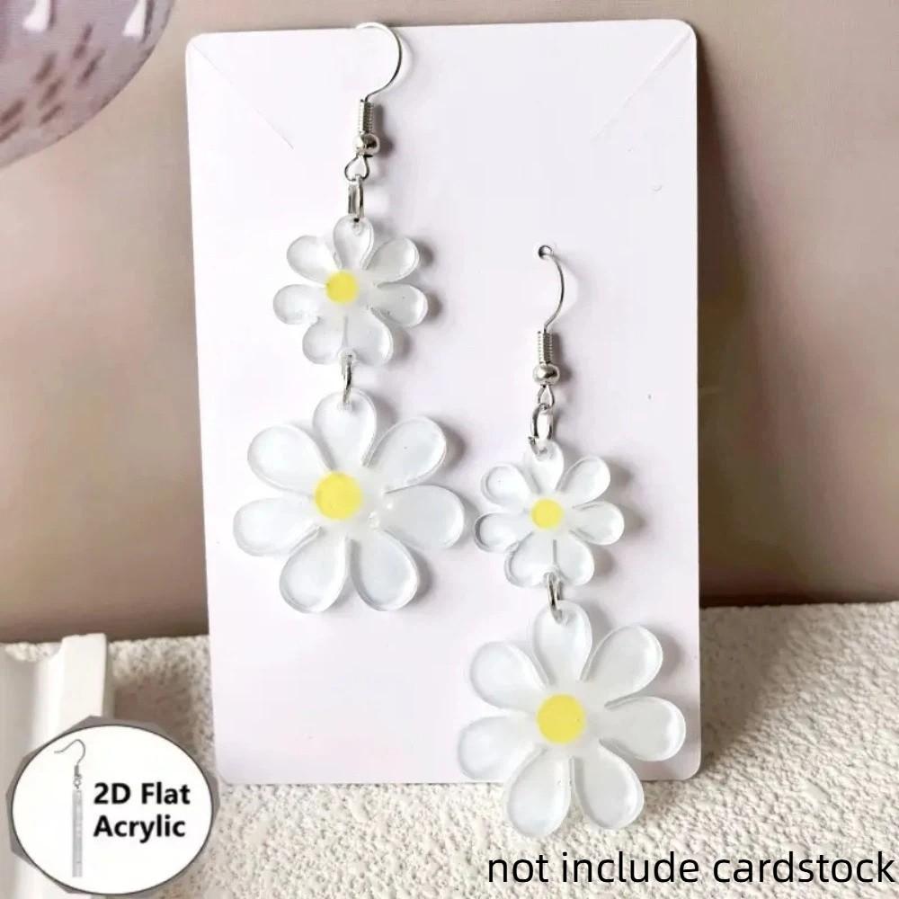Cute Daisy Earrings Acrylic Daisy Pendant Ear Hooks Flower Pendant Earrings  Spring Summer белый