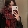 New Soft Imitation Cashmere Tassel Plaid Scarf Winter Female Couple Shawl Red Cold Proof Versatile Thickened Scarf
