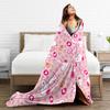 Snoopys & Woodstock Pink Hearts Pattern Blanket Flannel Funny Warm Throw Blankets for Coverlet Decoration,