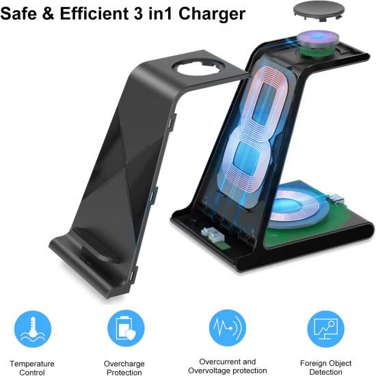 Wireless Charger for Samsung S25 Ultra, Charging Station for Galaxy S25/S24 Ultra/S24+/S24/S23/S22/Note 20/Z Flip 6/Fold 6, for Galaxy Watch