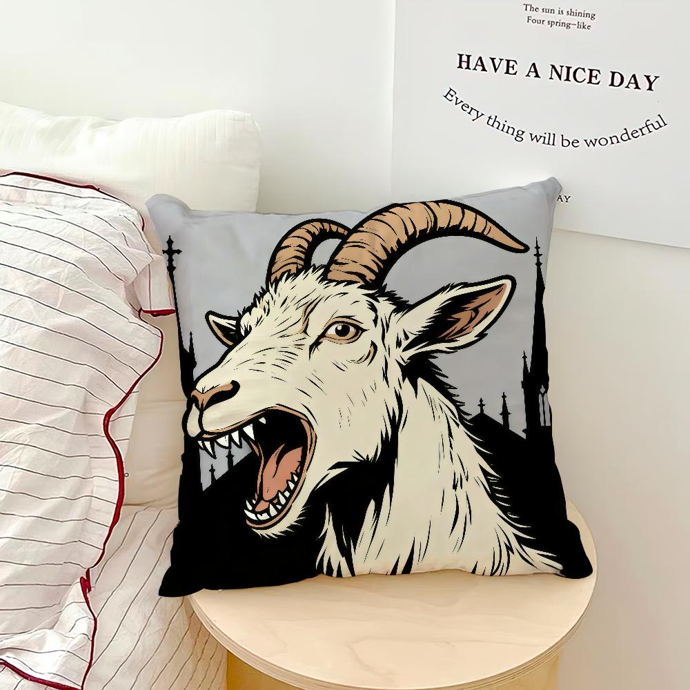 1PC Screaming Goat Sheep Embroidered Style Printed Pillow Cover Short Plush Polyester Cushion Case Animal Pillowcase Home Decor