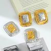 Salircon Exaggerated Vintage Stainless Steel Square Big Stud Earrings Women Creative Geometric 18K Gold Plated Earrings Jewelry