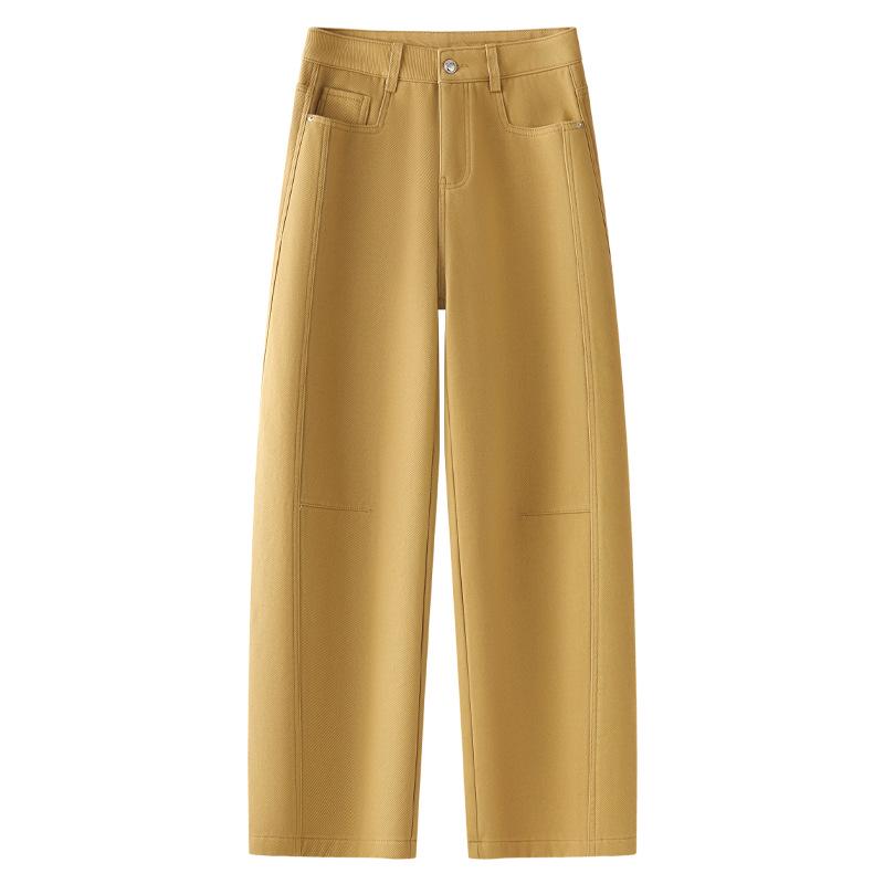 

Желтые джинсы прямого кроя на флисовой подкладке для женщин - 2024 Облегающий крой, Утепленные для осени/зимы, Свободный фасон банан L