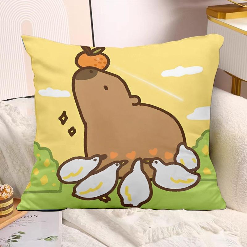 Cute Capybara Print Decorative Pillowcase Bedroom Living Room Square Cushion Pillowcase