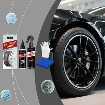 Spray de Limpeza de Pneus de Carro e Pasta de Cuidado para Pneus de Carro (100ml + 50g) – Kit de Cuidado para Pneus Anti-Oxidação e Anti-Envelhecimento