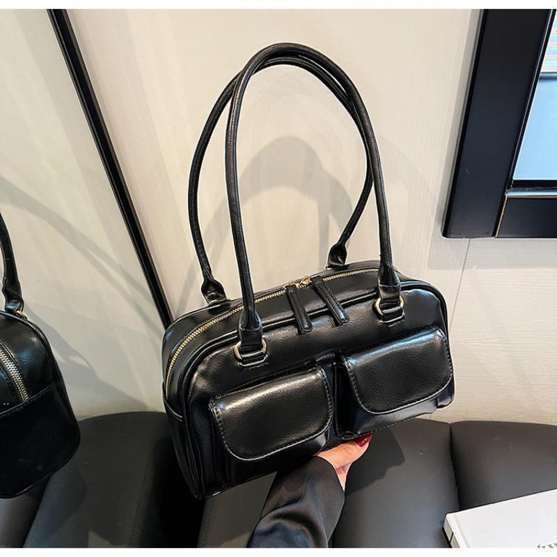 

Ретро сумка подмышку женская новая высококачественная текстура поддержка наплечная сумка нишевая большая вместимость портативная чёрный