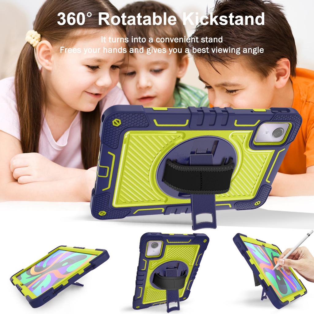 For Lenovo Tab M11/Xiaoxin Pad 11 2024 Case Silicone+PC Kickstand Tablet Cover with Shoulder Strap