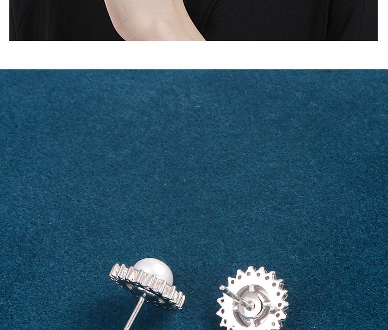 S925 Sterling Silver Pearl Flower Stud Earrings: Japanese Korean Style with Rhinestones for a Sophisticated, High-End Look