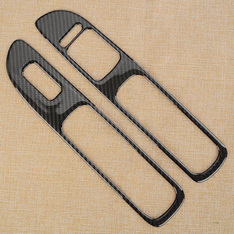 1 Pair Carbon Fiber Door Window Lift Switch Panel Cover Trim Fit For Honda Civic 1999-2000