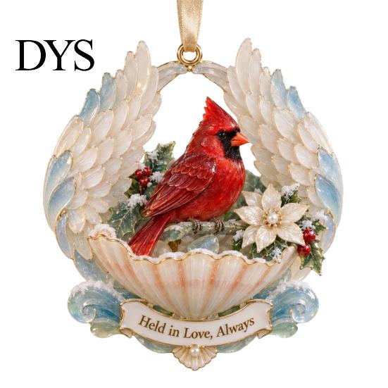 Christmas Tree Hanging Supplies Red Birds Ornament, 2D Acrylic Bird Decoration Memorial Keepsake Gift with Angel Wings, Holiday Pendant for Home Decor