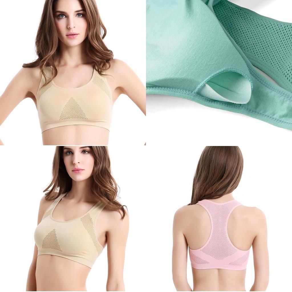 Women Breathable Padded Sports Bra With Hollow Out Design And Pure Color