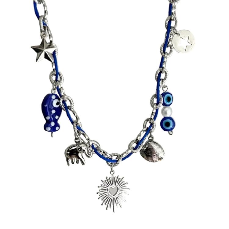 Stainless Steel Jewelry Unique Marine Theme Necklace Rope Chain Necklace Adjustable Length Holiday Accessory for Daily